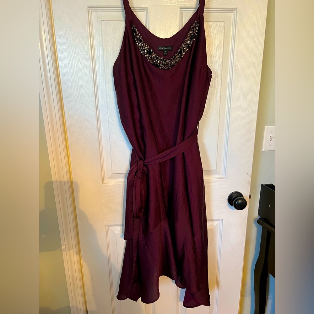 Lane Bryant Merlot Satin Cocktail Dress